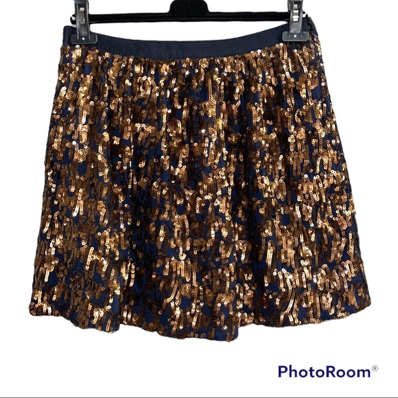 J.Crew Skirt Women's Abstract Sequin Navy Copper 6 - Picture 2 of 6